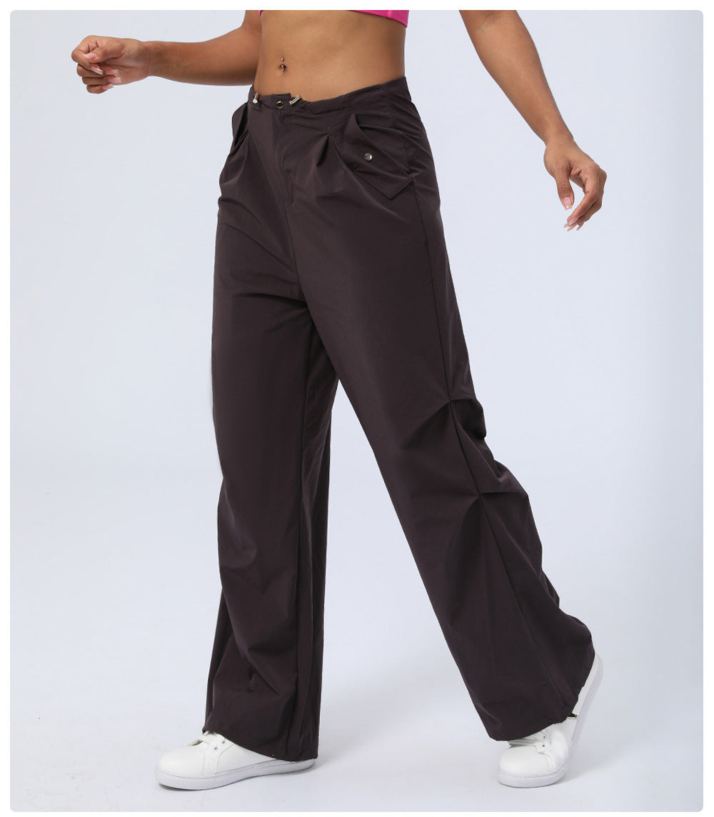 Autumn Winter High Waist Quick Drying Sports Trousers Women Ankle Banded Pants Loose Straight Paratrooper Pants Casual Working Pants
