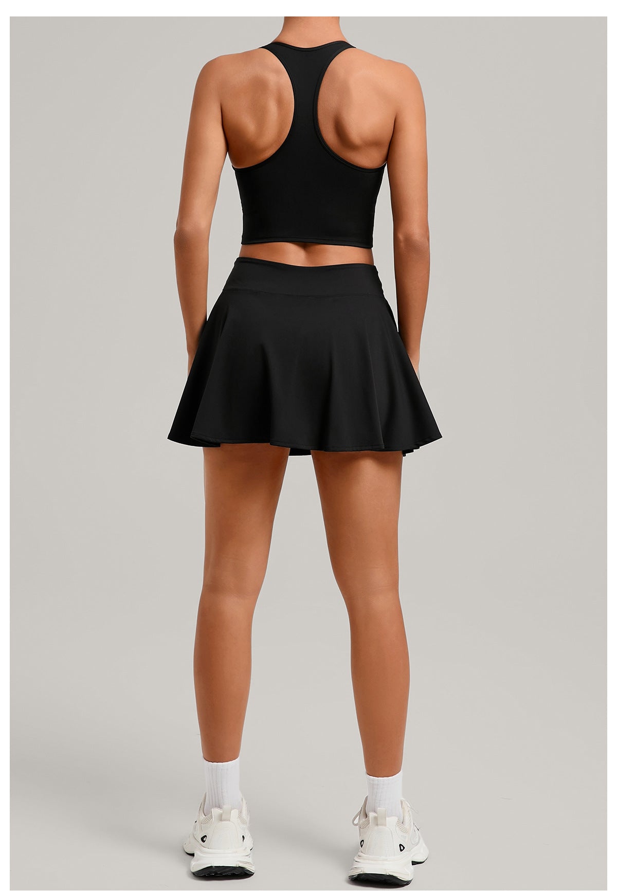 Tennis Sports Vest Short Skirt Two Piece Tight High Waist Anti Exposure All Match Fitness Tennis Skirt Set for Women
