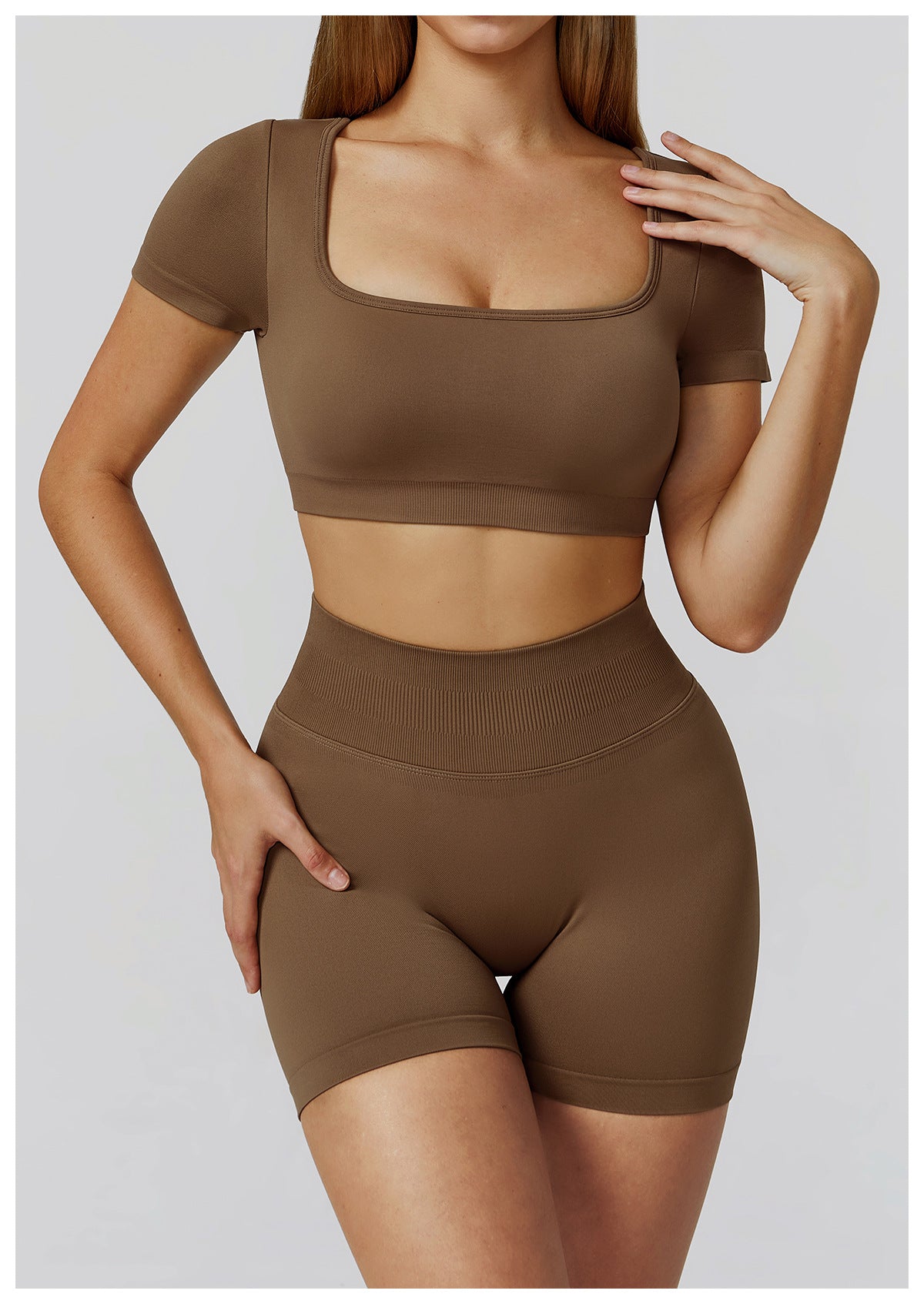 Autumn Winter Seamless Yoga Clothes for Women Hollow Out Cutout-out Beauty Back Slim Fit Yoga Short Sleeve Outdoor Running Top