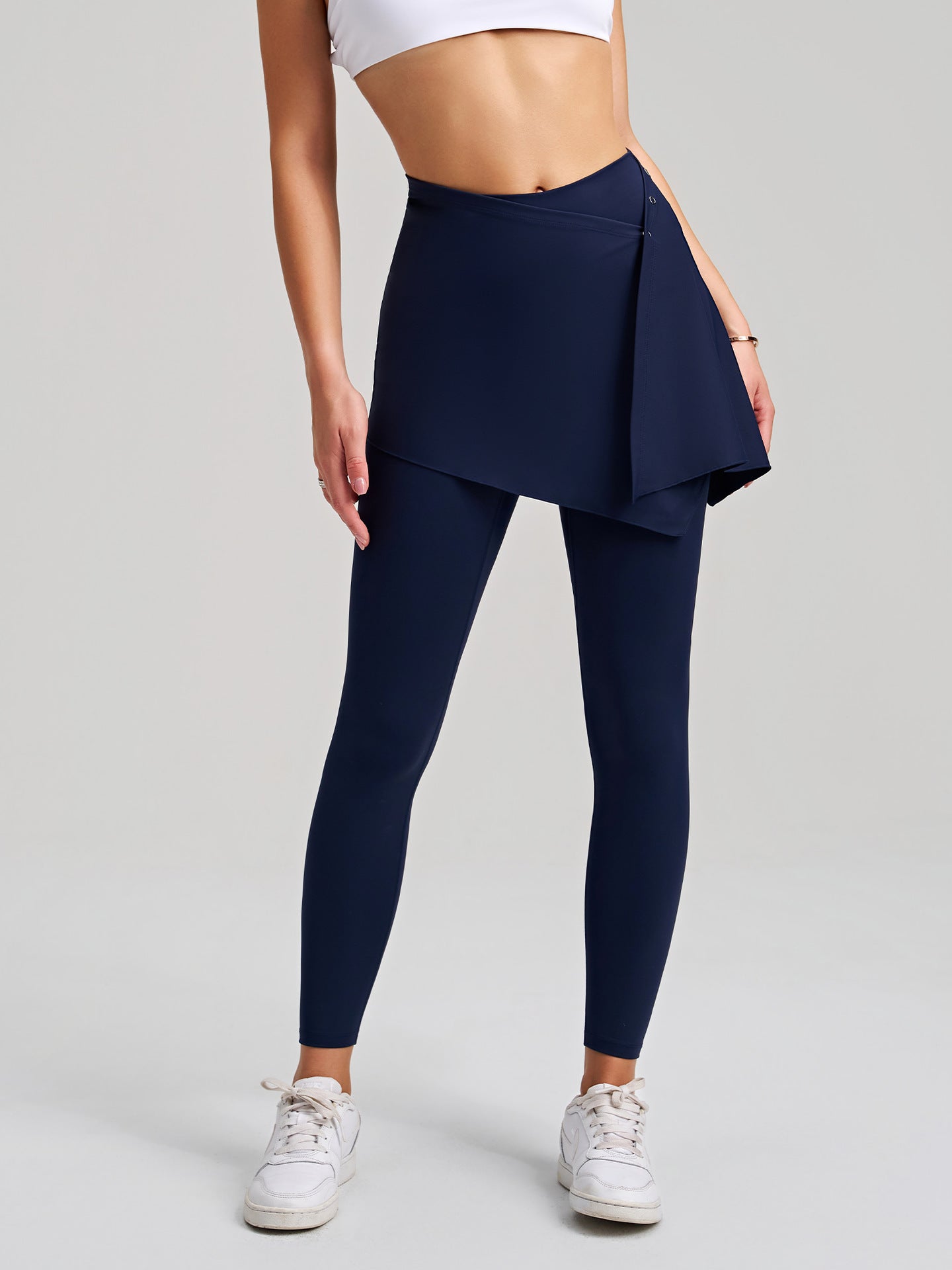 Two Piece Set Nude Feel Yoga Pants Outer Wear Tight No Embarrassment Removable Thigh High Waist Hip Lift Fitness Pants