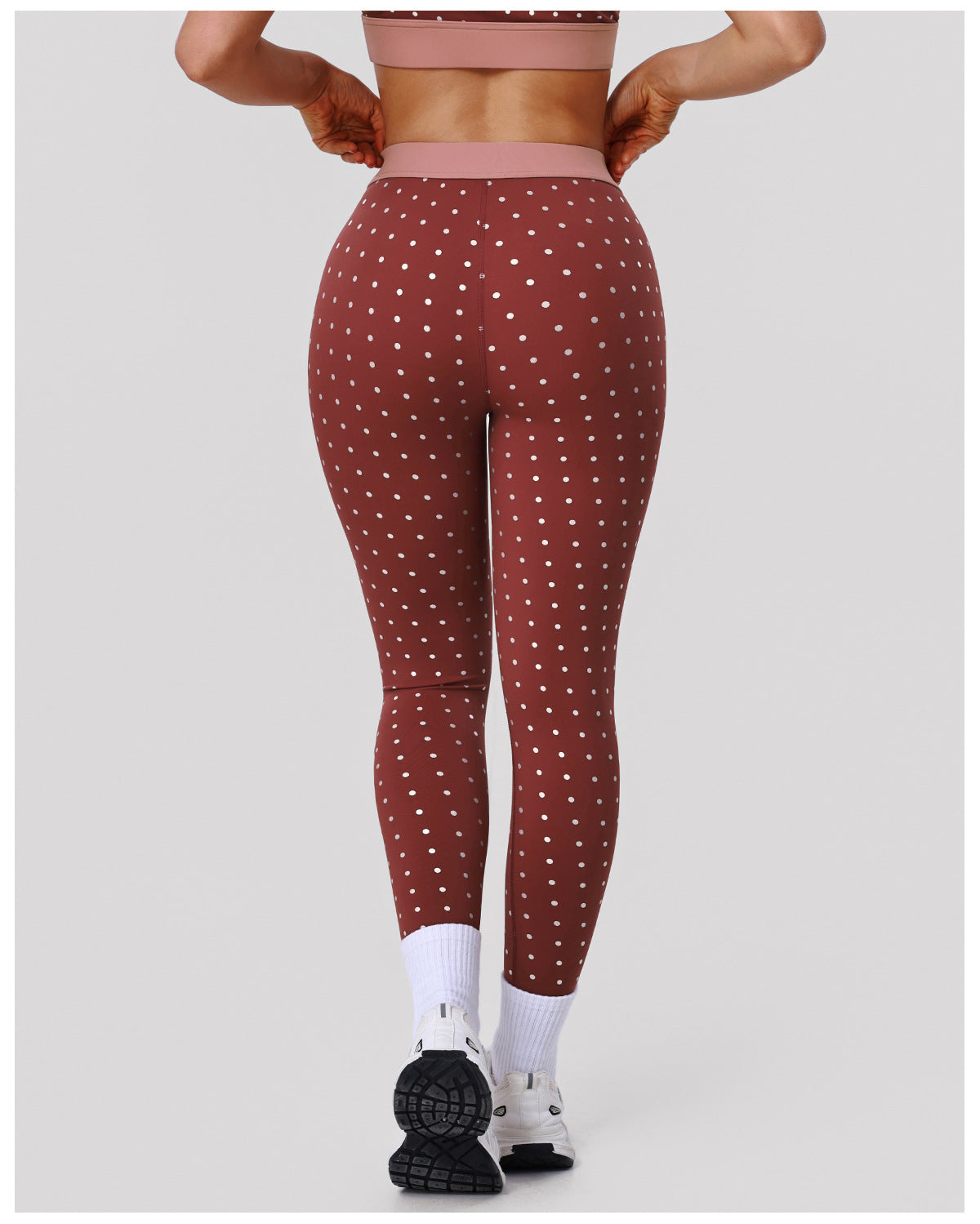 Nude Feel High Elastic Polka Dot Printed Yoga Leggings Outdoor Training Running Hip Raise Sports Ninth Pants