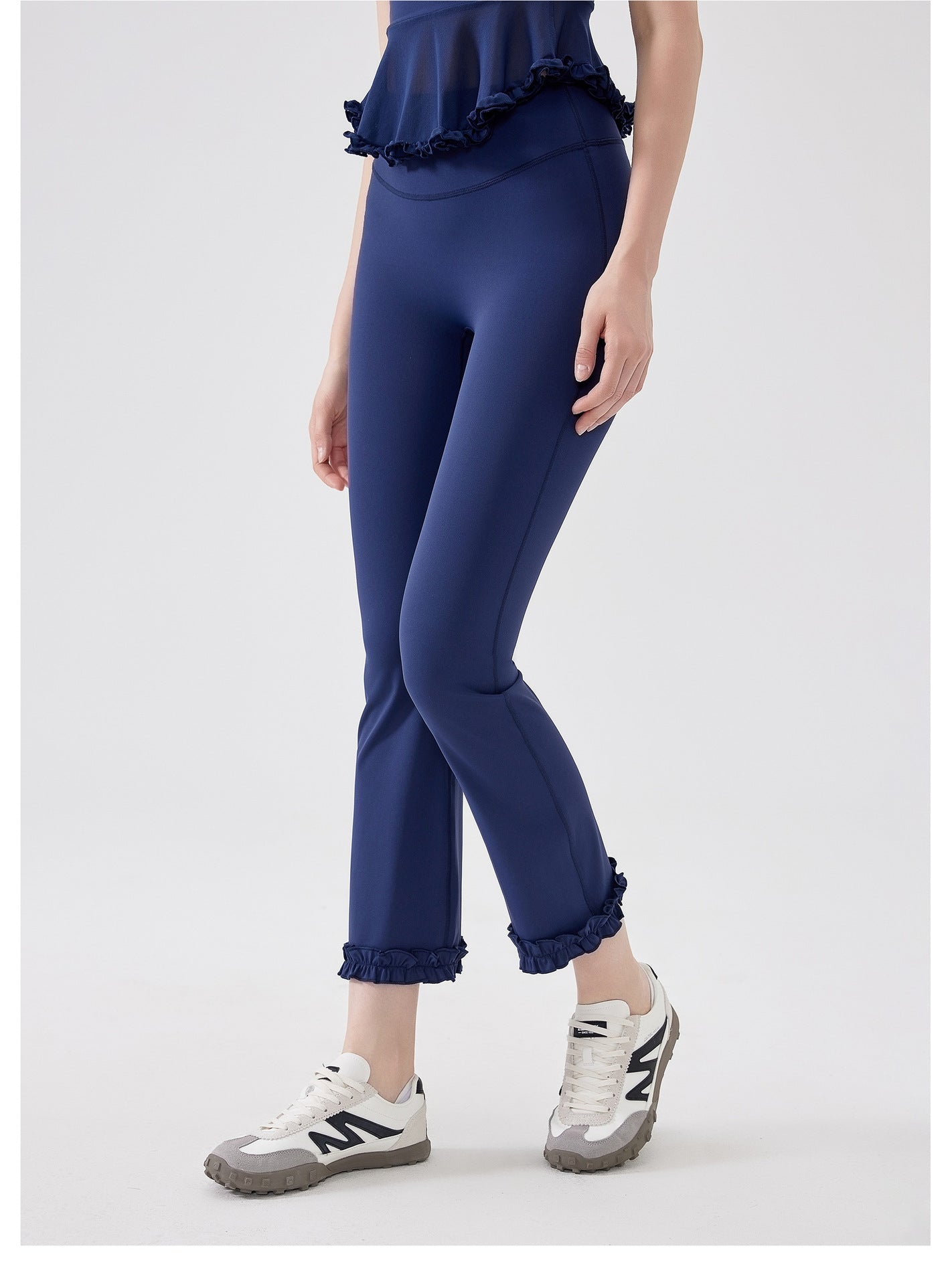 High Waist Lace Slimming Smoke Tube Cropped Pants Slim Fit Yoga Pants Women Hip Lifting Running Workout Pants Fitness Pants