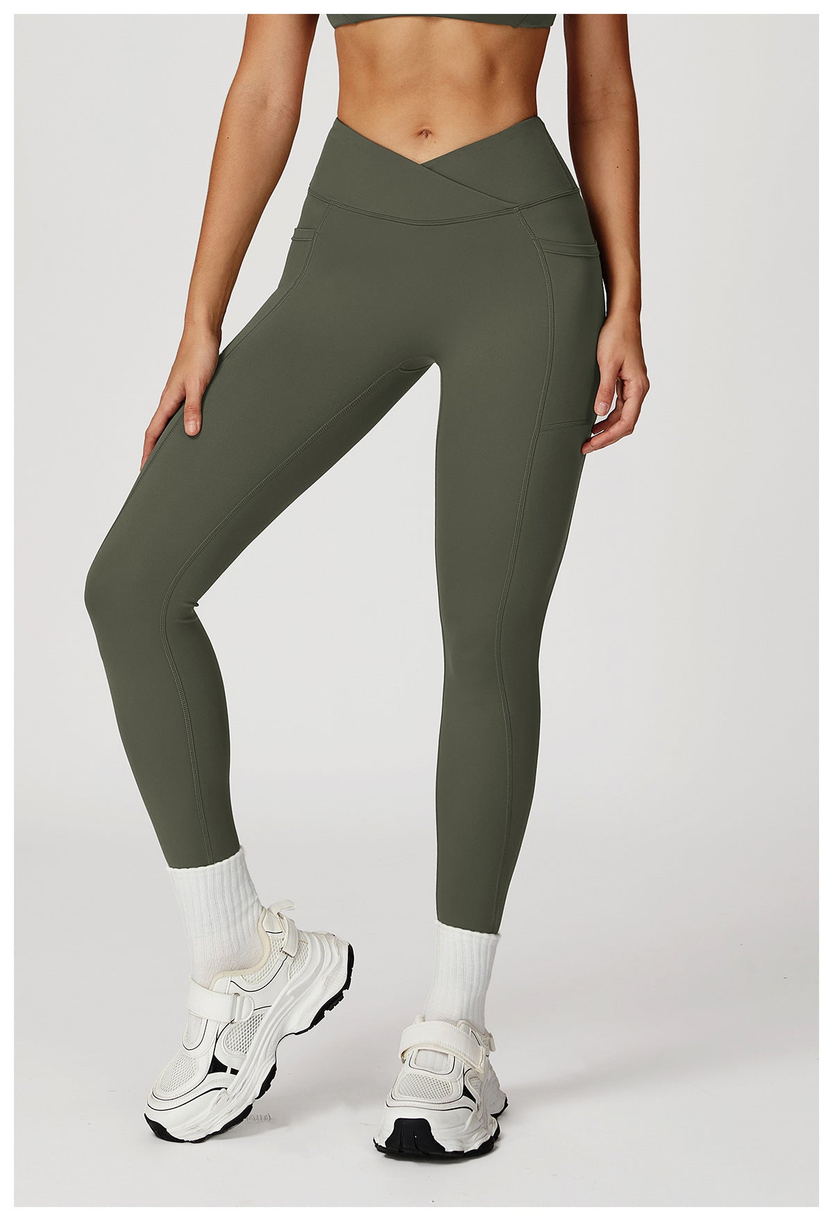 Nude Feel High Waist Yoga Pants Cross Waist Fitness Yoga Pants Women Outdoor Sports Running Tights
