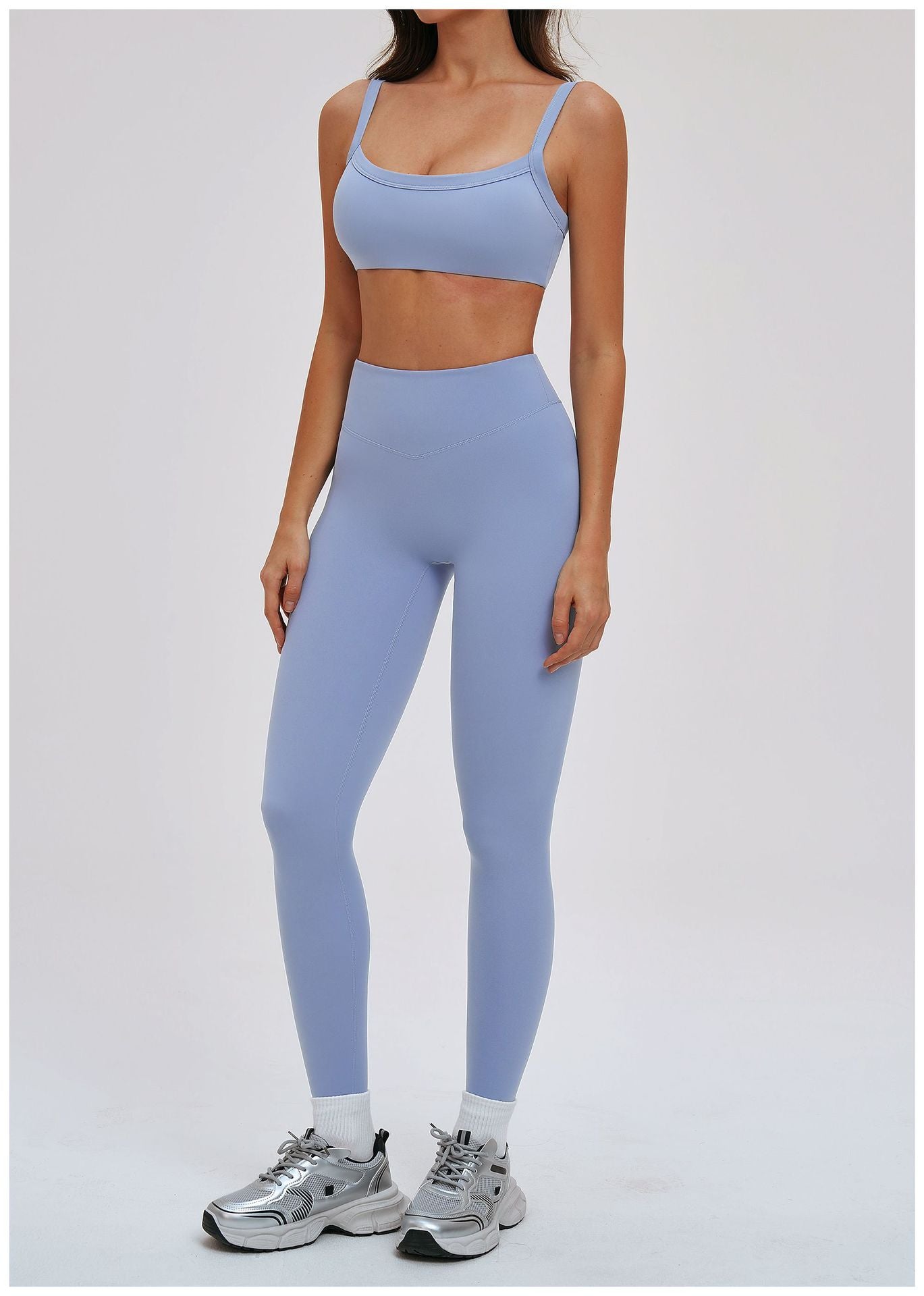 Brushed Double Shoulder Strap Yoga Bra Hollow Out Cutout Back Tight Sports Underwear Outer Wear Running Fitness Clothes