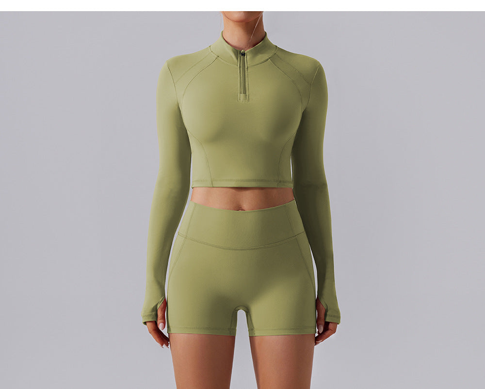 Half Long Sleeve Zipper Yoga Clothes Skinny Running Sports Outdoor High Strength Quick Drying Yoga Jacket Women