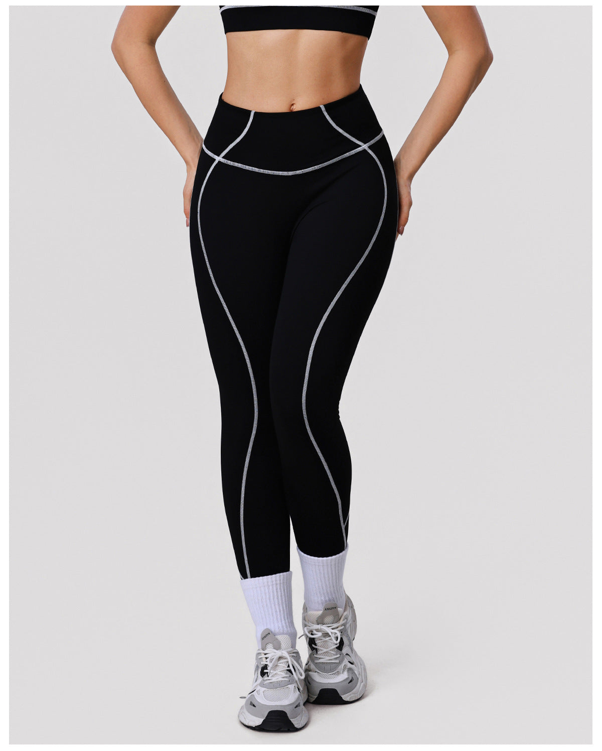Arrival Contrast Color Yoga Ninth Pants High Waist Tight Running Workout Pants Women Hip Lifting Fitness Leggings