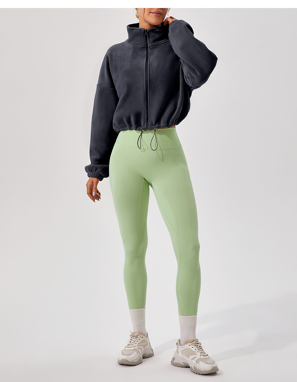Winter Outdoors Cashmere Sports Jacket Women Stand Collar Loose Fleece Warm Running Casual Short Coat