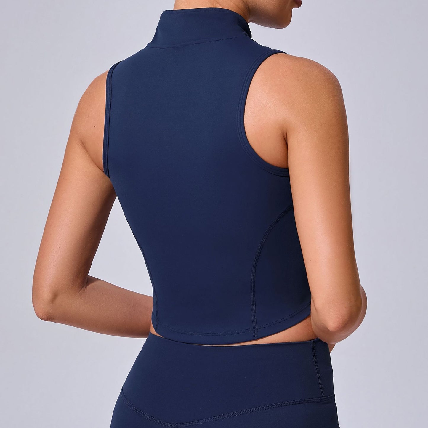 Exercise Sleeveless Stand Collar Jacket Women Zipper Coat Yoga Jacket Autumn Winter Running Training Quick Drying Vest