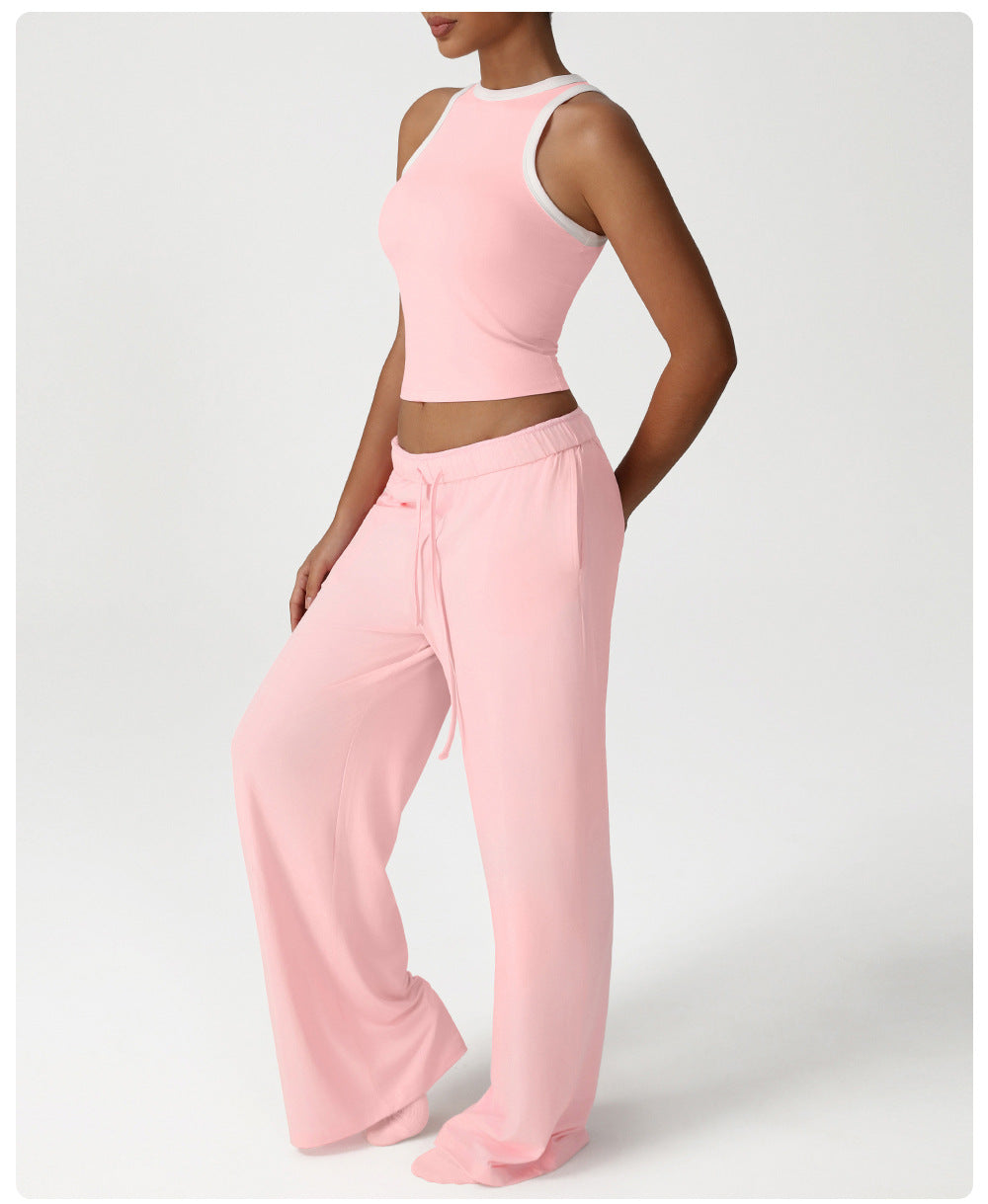 Loose Wide Leg Yoga Pants Women Running Training Slim Fit Vest Two Piece Sets Workout Clothes Dance Sports