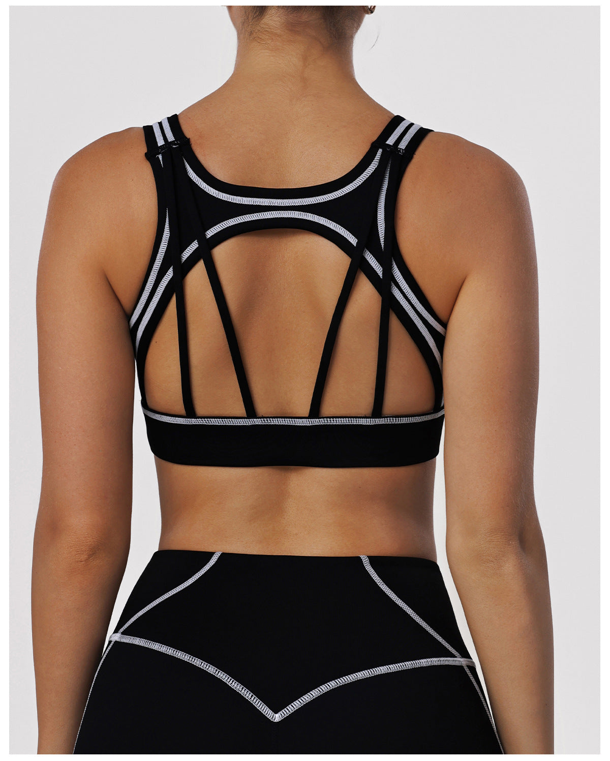 Sports Yoga Shaping Bra Contrast Color Shockproof Training Workout Underwear Hollow Out Cutout-out Beauty Back Sports Vest with Pad