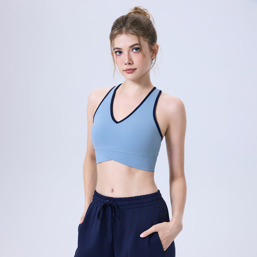 Color Matching I Shaped Yoga Vest Women Cross Hem Sports Underwear Underwear That Makes Your Back More Beautiful Workout Bra