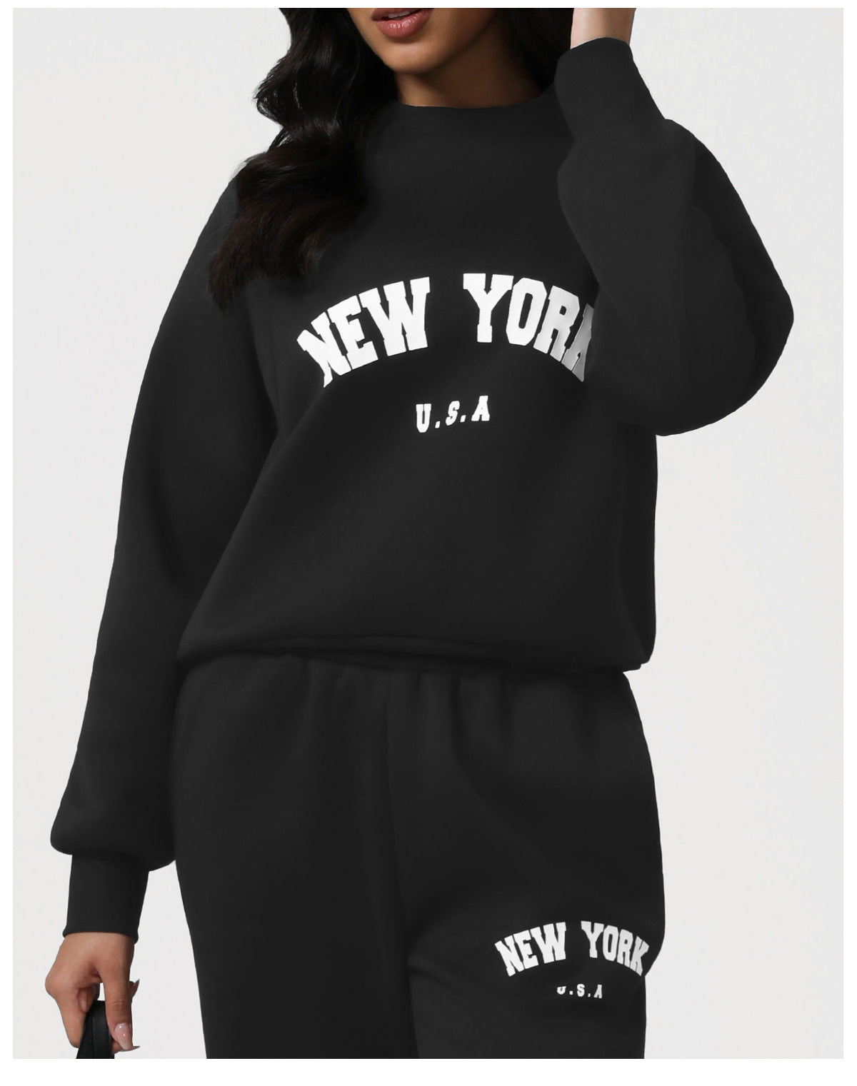 Autumn Winter Fleece Lined Sports Sweater Women Letter Graphic Long Sleeve Casual Warm Top Loose Thin Fitness Clothes