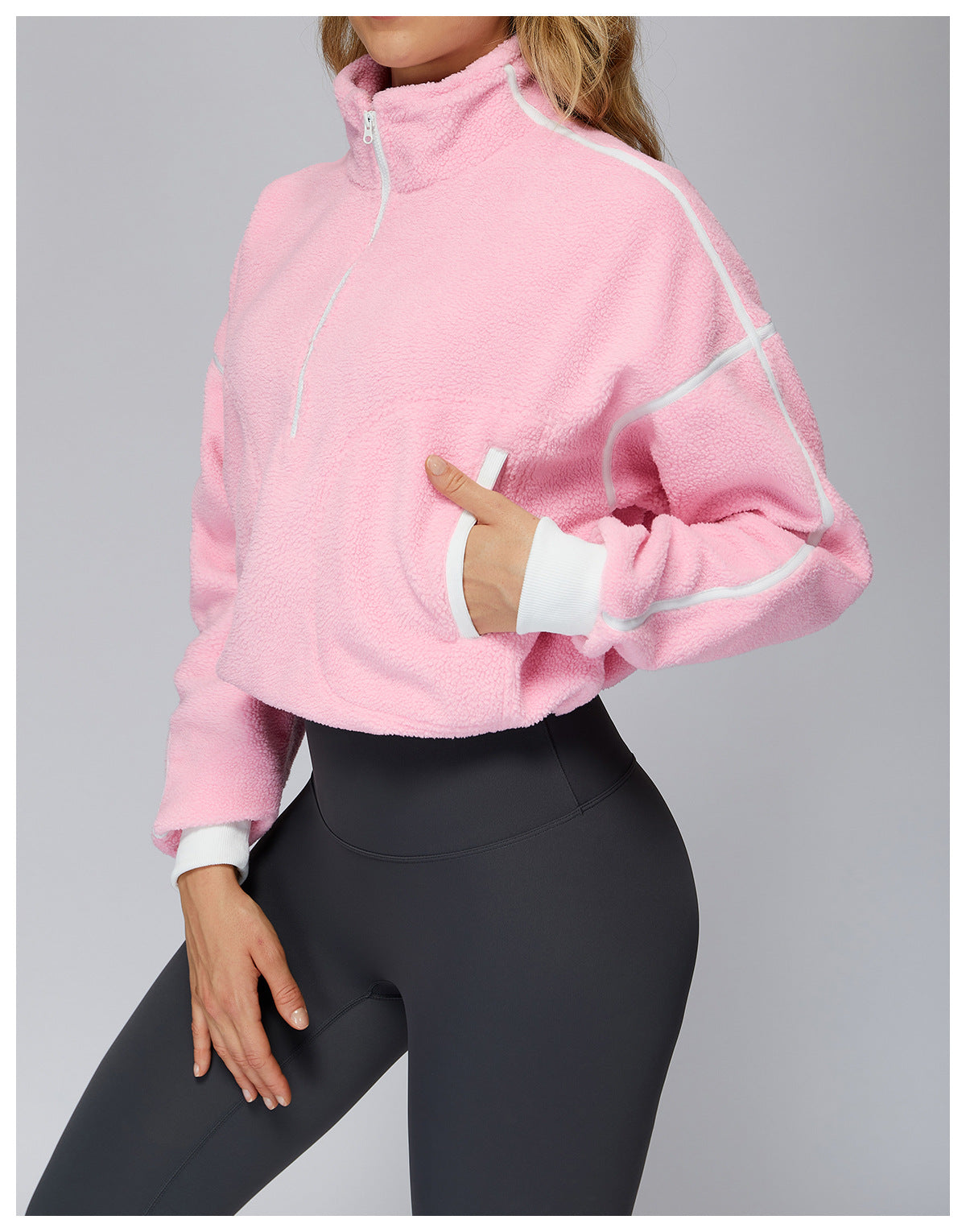 Fall Winter Coat Stand Collar Windproof Warm Polar Fleece Jacket Women Running Velvet Sport Coat