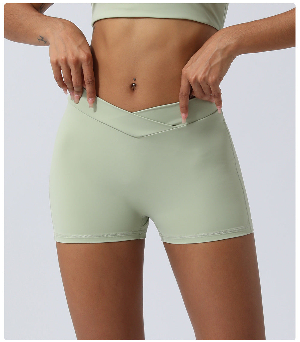 Arrival Cross V Waist Sports Shorts Peach Hip Raise Yoga Shorts Women without T Line Running Workout Shorts