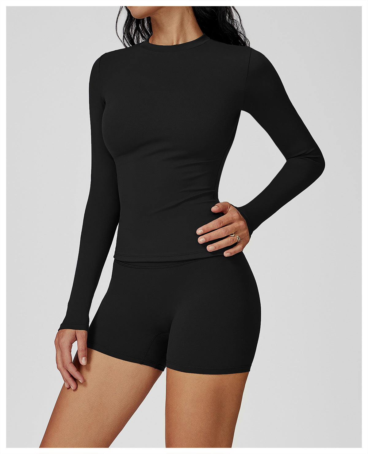 Sollinarry Brushed Long Sleeve Yoga Clothes round Neck Slim Fitness Clothes Outdoor Running Sport Long Sleeve T shirt