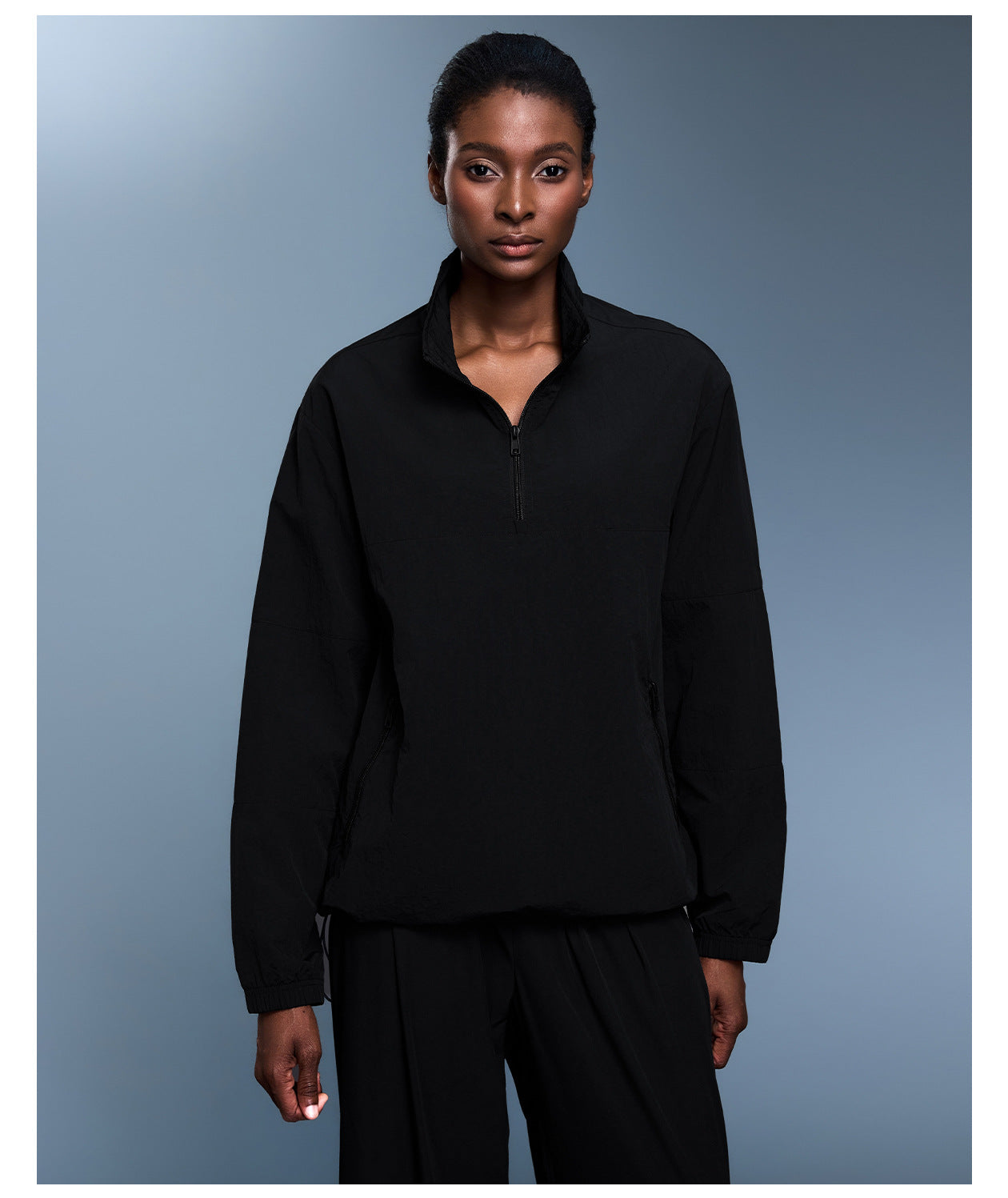 Half Zipper Windproof Stand Collar Sports Long Sleeved Top Women Lightweight Waterproof Outdoor Fitness Jacket Autumn