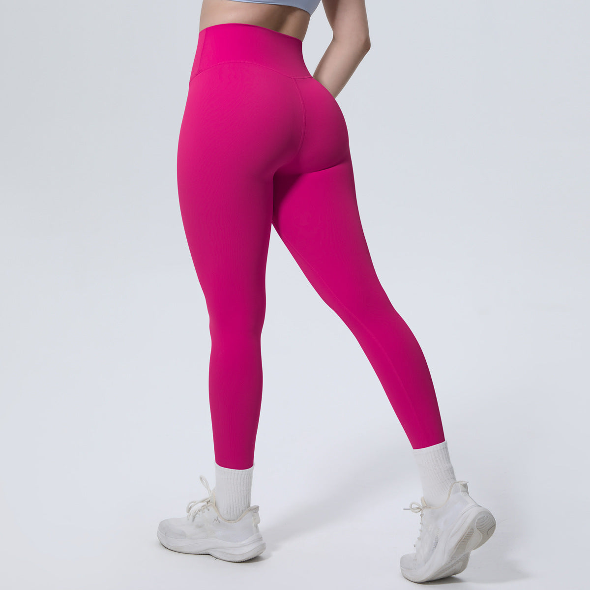 High Waist Nude Feel Tights Running Sports Hip Raise Fitness Pants Pilates Sexy Slim Solid Color Yoga Pants