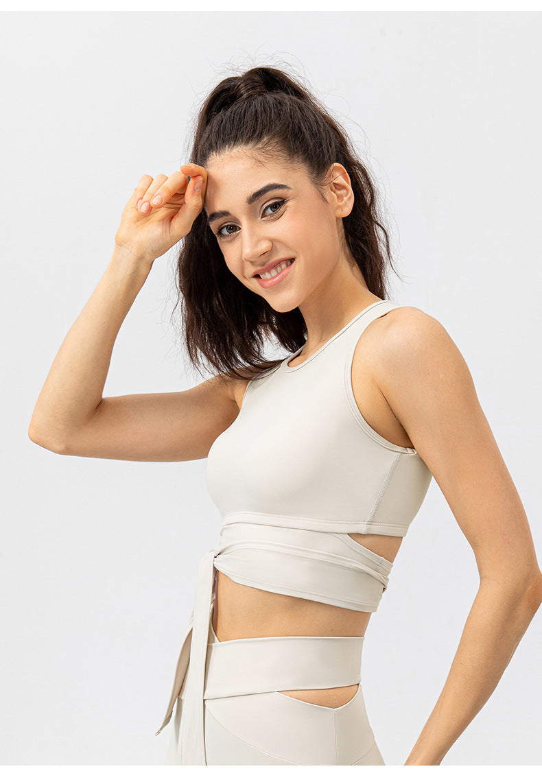 Chest Pad One Piece Medium Tenacity Sports Bra Women Strap Yoga Vest Nude Feel Breathable Workout Underwear