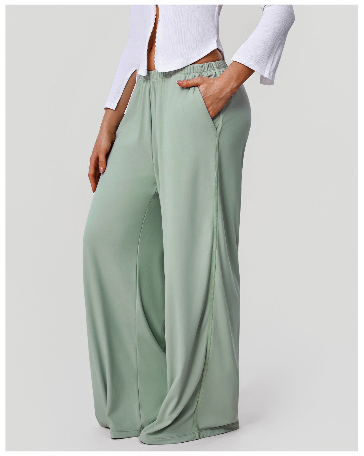 High Waist Drooping Casual Sports Trousers Indoor Dance Training Mop Pants Fitness Yoga Wide Leg Pants