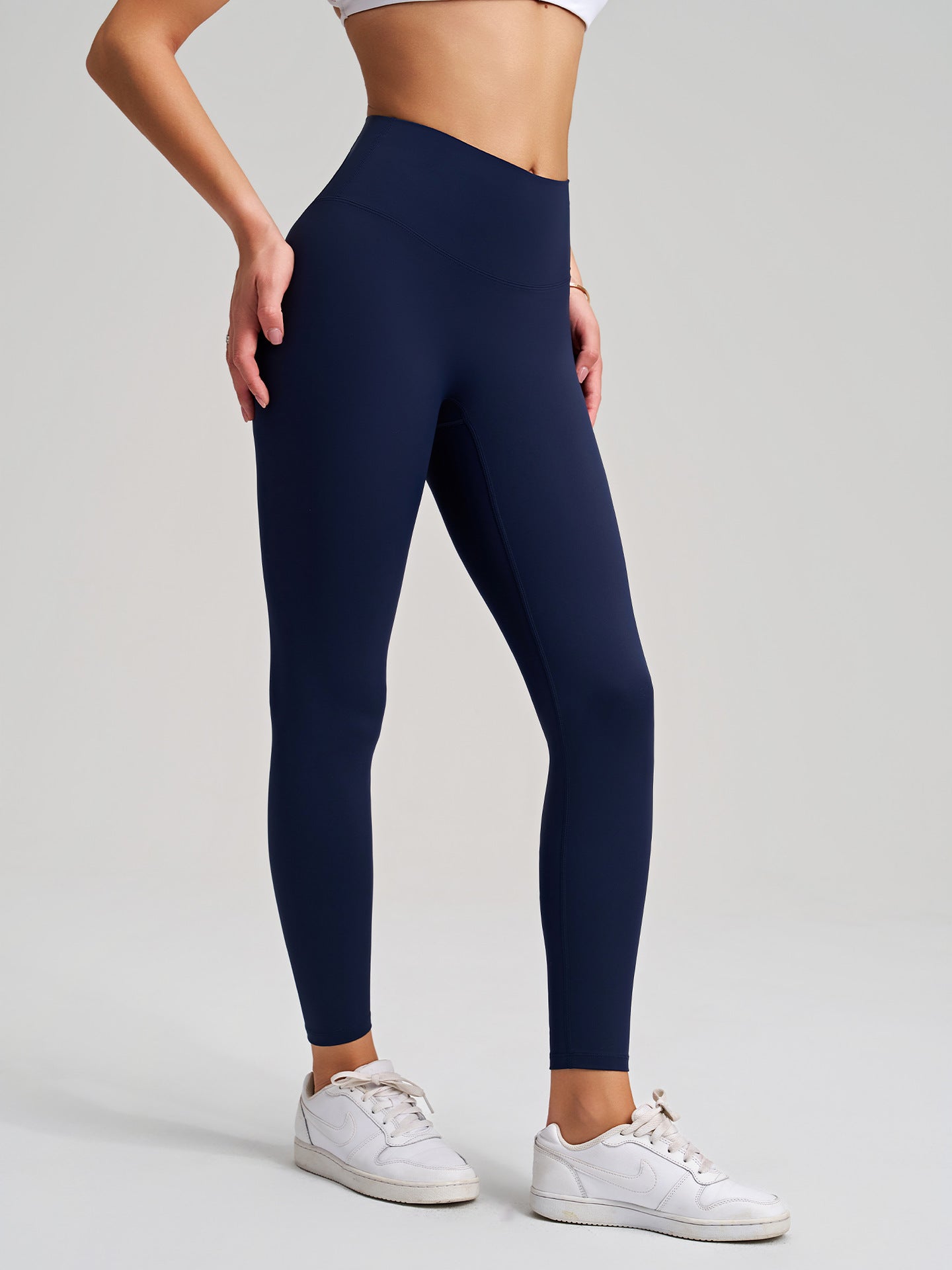 Two Piece Set Nude Feel Yoga Pants Outer Wear Tight No Embarrassment Removable Thigh High Waist Hip Lift Fitness Pants