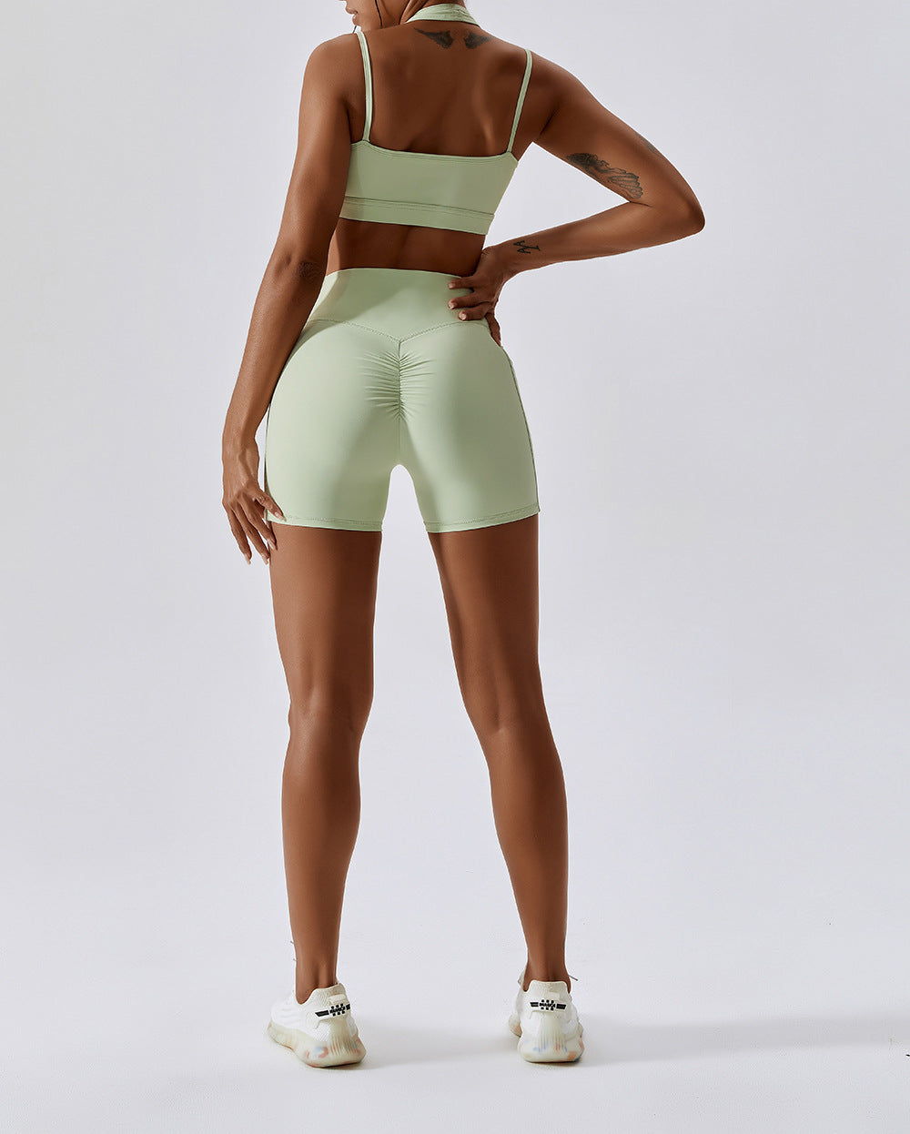 Sollinarry Criss Cross Nude Feel Yoga Clothes Women Hip Lift Quick Drying Breathable Skinny Running Suit Sports Back Shaping Workout Clothes