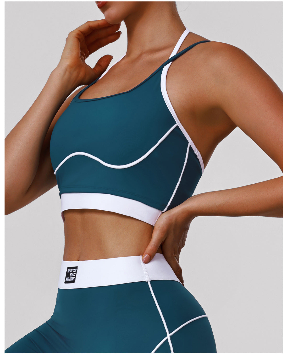 Thin Belt Color Matching Workout Bra Shockproof Outdoor Running Training Sports Underwear Yoga Vest with Pad