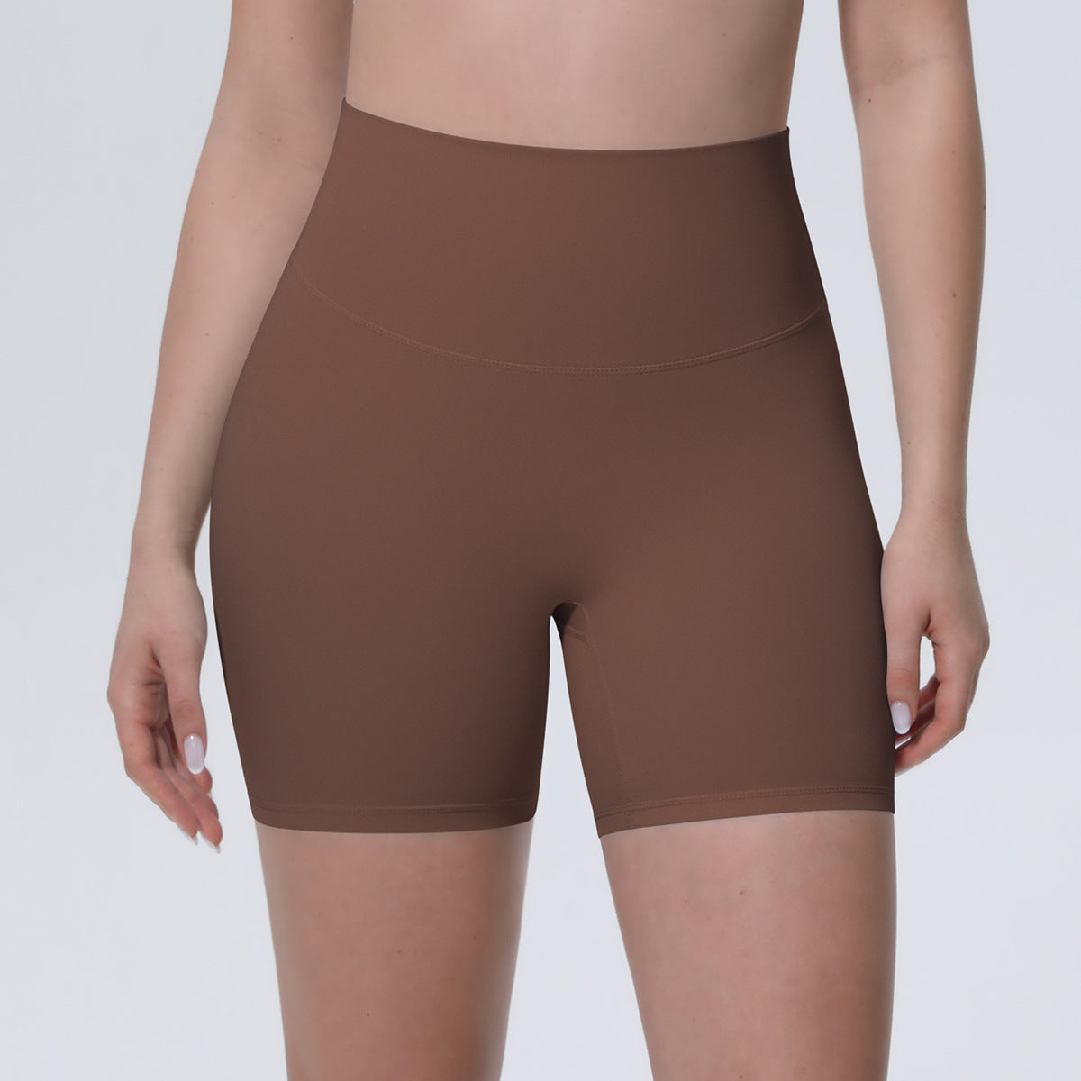 Nude Feel Yoga Pants Women High Waist Breathable Belly Contracting Fitness Shorts Peach Hip Tight Exercise Shorts