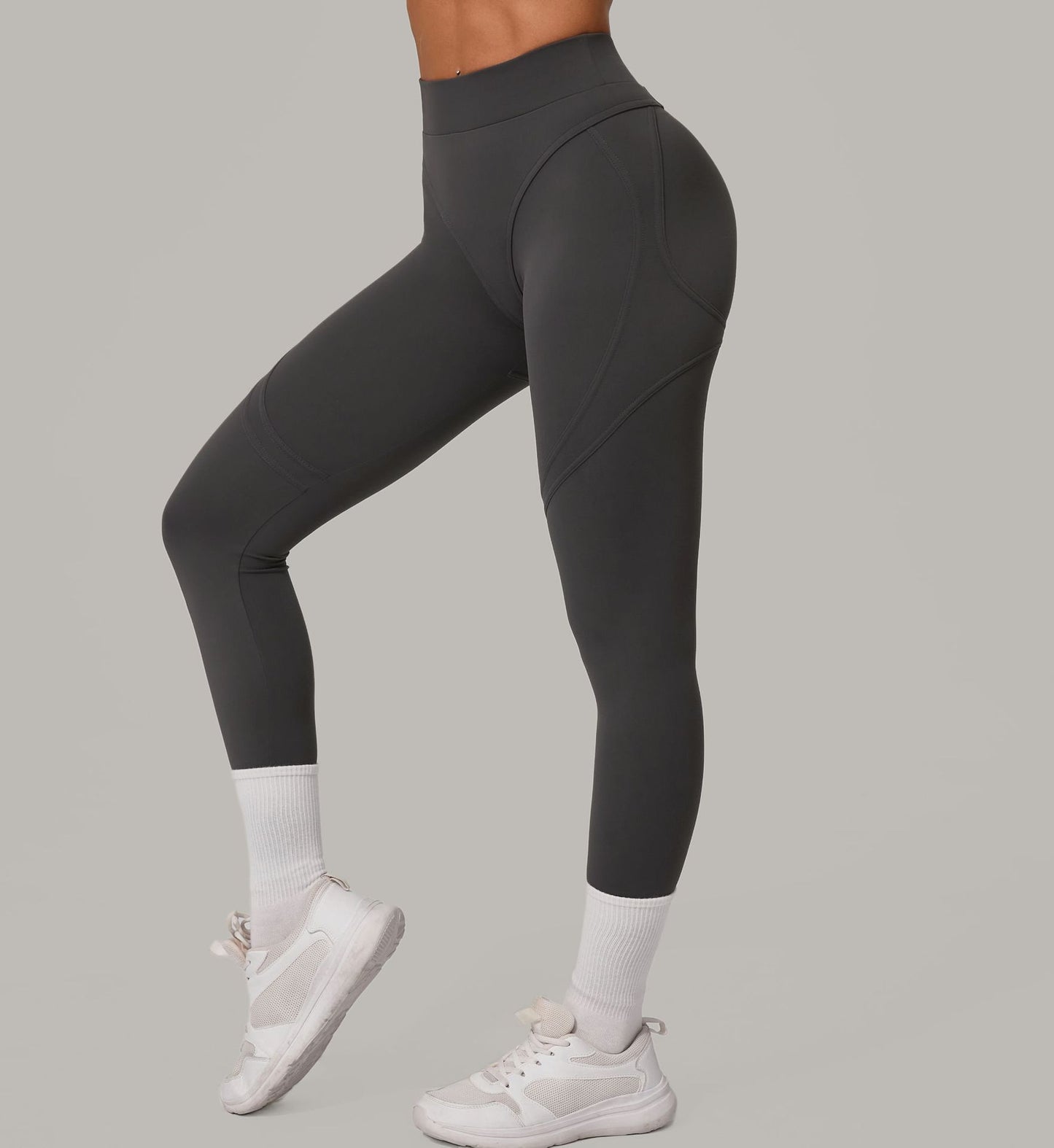 Autumn Sand High Waist Hip Lift Brushed Yoga Pants Running Quick Drying Fitness Pants Waist Slimming Hip Tight Sports Pants