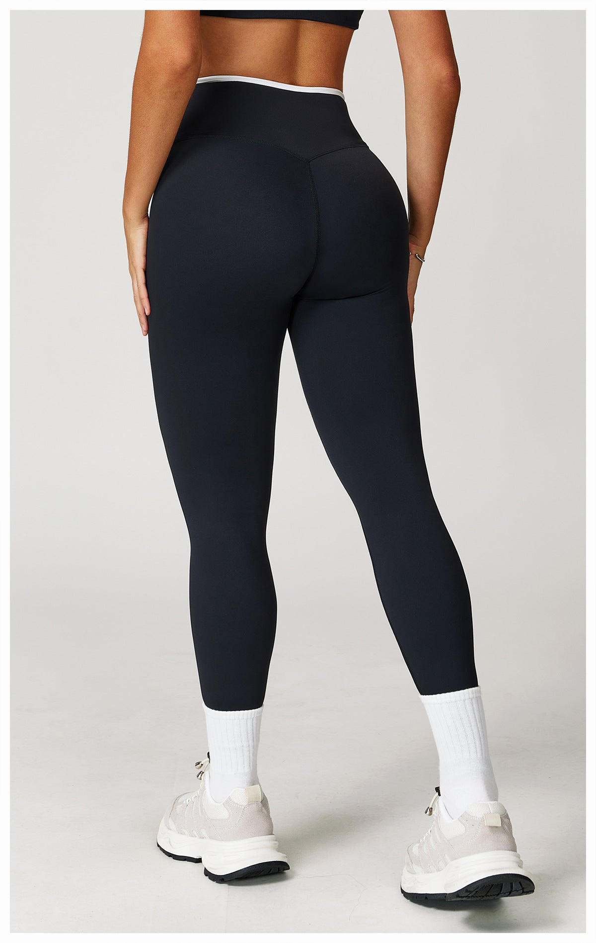 Sollinarry Nude Feel Skinny Yoga Pants Cross High Waist Contrast Color Tights Women Sports Running Fitness Pants