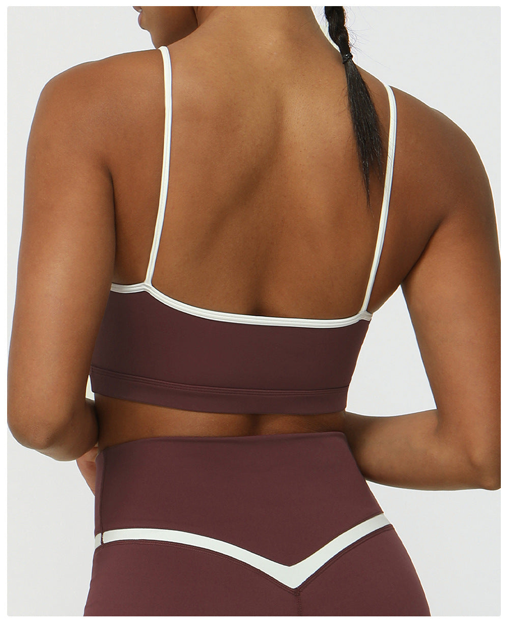 Color Matching Nude Feel Thin Strap Yoga Bra Tight Summer Running Exercise Underwear Shockproof Fitness Vest for Women