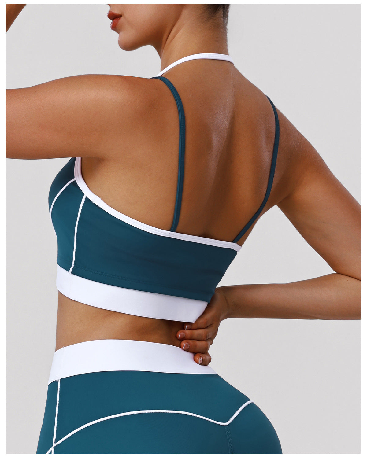 Thin Belt Color Matching Workout Bra Shockproof Outdoor Running Training Sports Underwear Yoga Vest with Pad