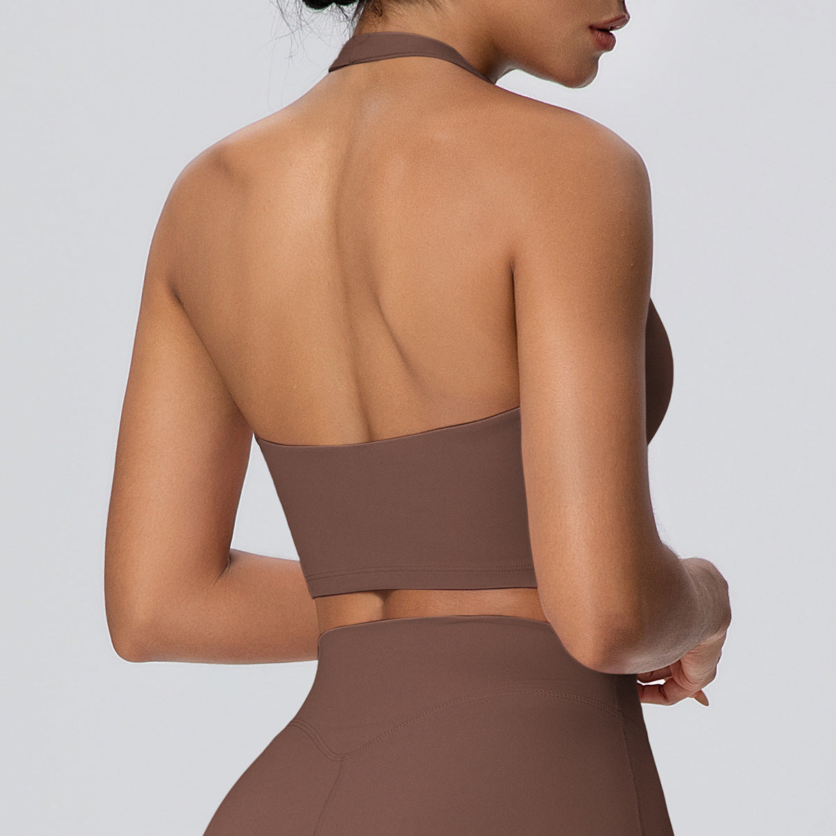 Solid Color Halter Beauty Back Nude Feel Yoga Vest Top Chest Pad Sports Bra Underwear Fitness Yoga Wear