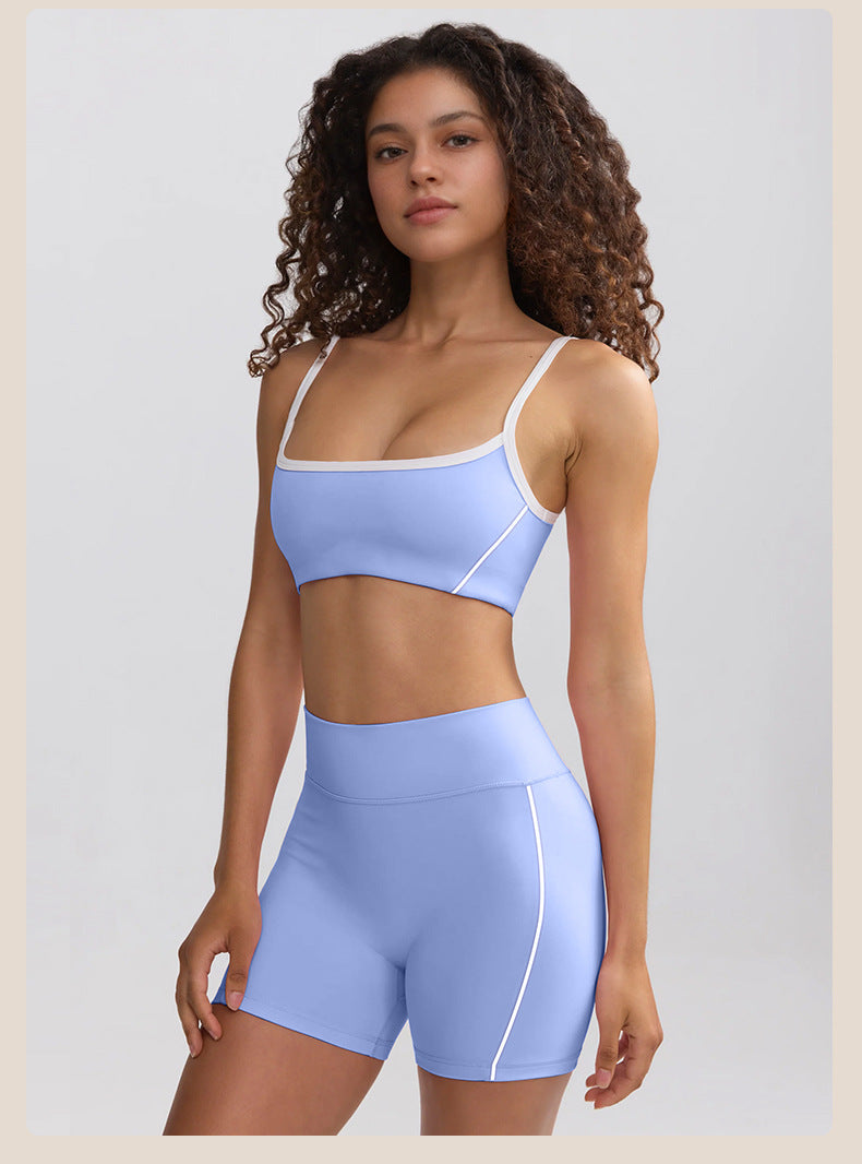 Spring Summer Yoga Clothes White Edge Lines High Strength High Waist Hip Lift Running Workout Shorts