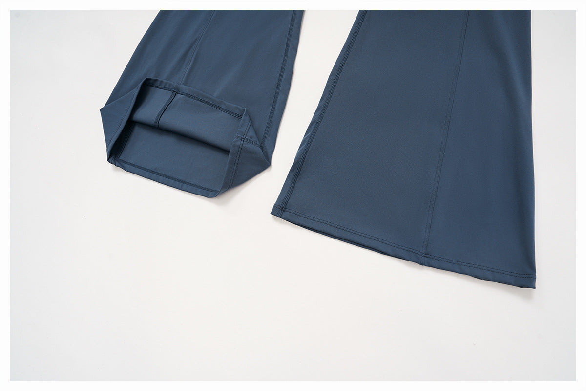 Yoga Bell Bottom Pants High Waist Pleated Micro Pull Slimming Trousers Running Sports Bell Bottom Pants