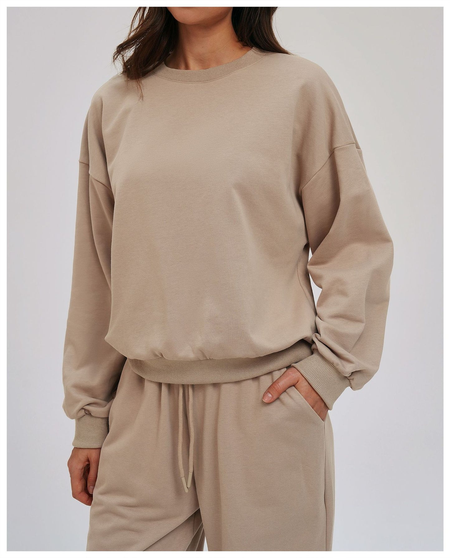 Comfortable round Neck Sweater Autumn Winter Long Sleeve Loose Casual Outdoor Top Outdoor Running Exercise Sweatshirt