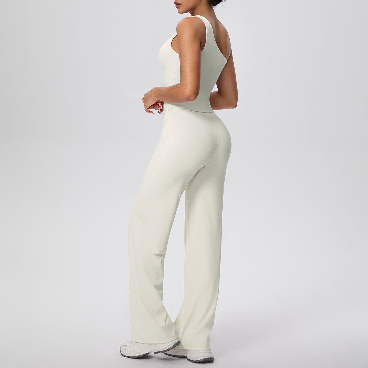 Cloud Sense Oblique Shoulder Waist Yoga Vest Yoga Pants Running Baggy Straight Trousers Fitness Yoga Wear Two Piece Sets
