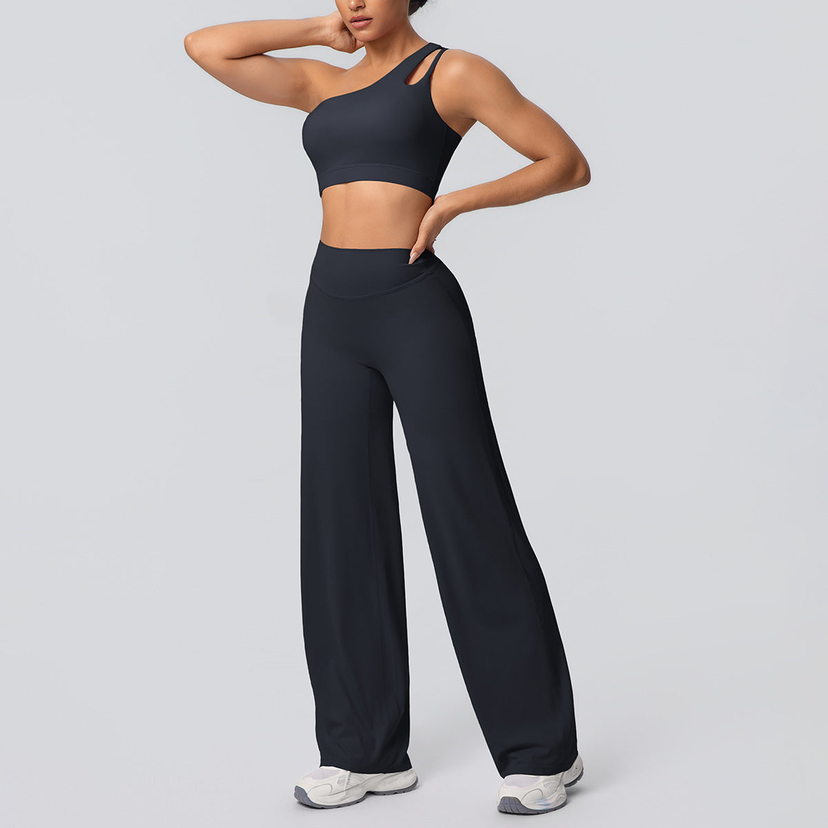 Oblique Shoulder Backless Bra Nude Feel Sports Vest Running Yoga Pants Fitness Straight-Leg Pants Yoga Set Women