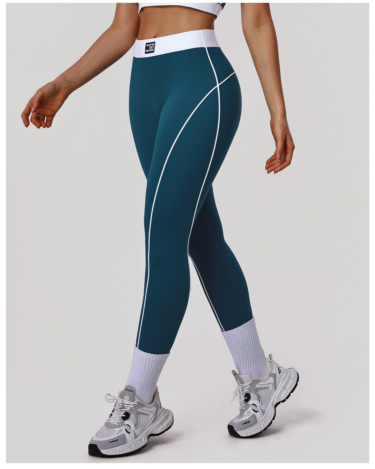Peach Hip Raise Yoga Pants Color Matching High Waist Belly Contracting Sports Tights No T Line Outdoor Running Fitness Pants