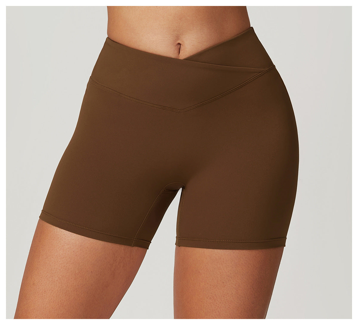 Sollinarry Sustainable Recycled Nude Feel Tight Yoga Shorts Outer Wear Running Workout Pants Cross High Waist Workout Shorts Women