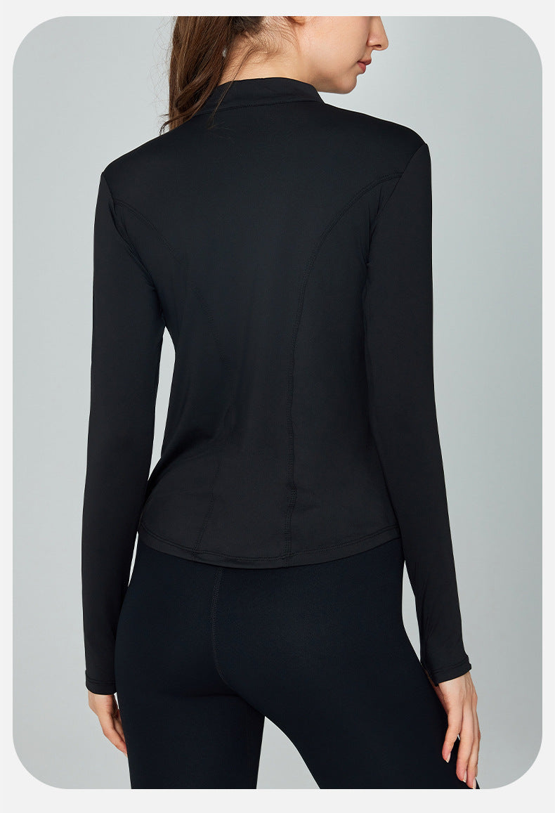 Reflective Stripe Half Zipper Yoga Clothes Long Sleeve Women Pilates Training Sports Tops Outdoor Breathable Workout Clothes