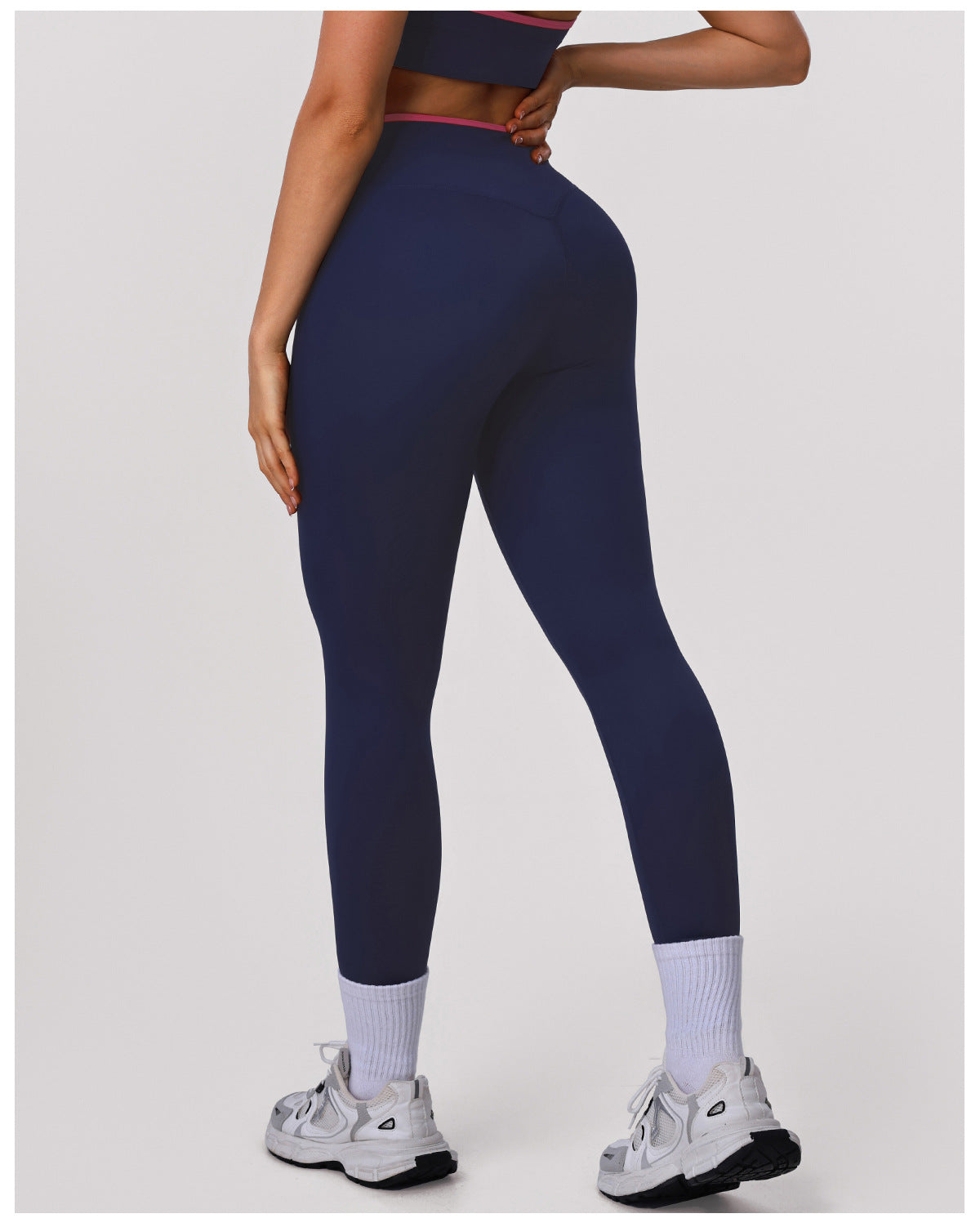 Nude Feel Skinny Hip Raise Yoga Pants Cross High Waist Contrast Color Tights Women Sports Running Workout Ankle Length Pants