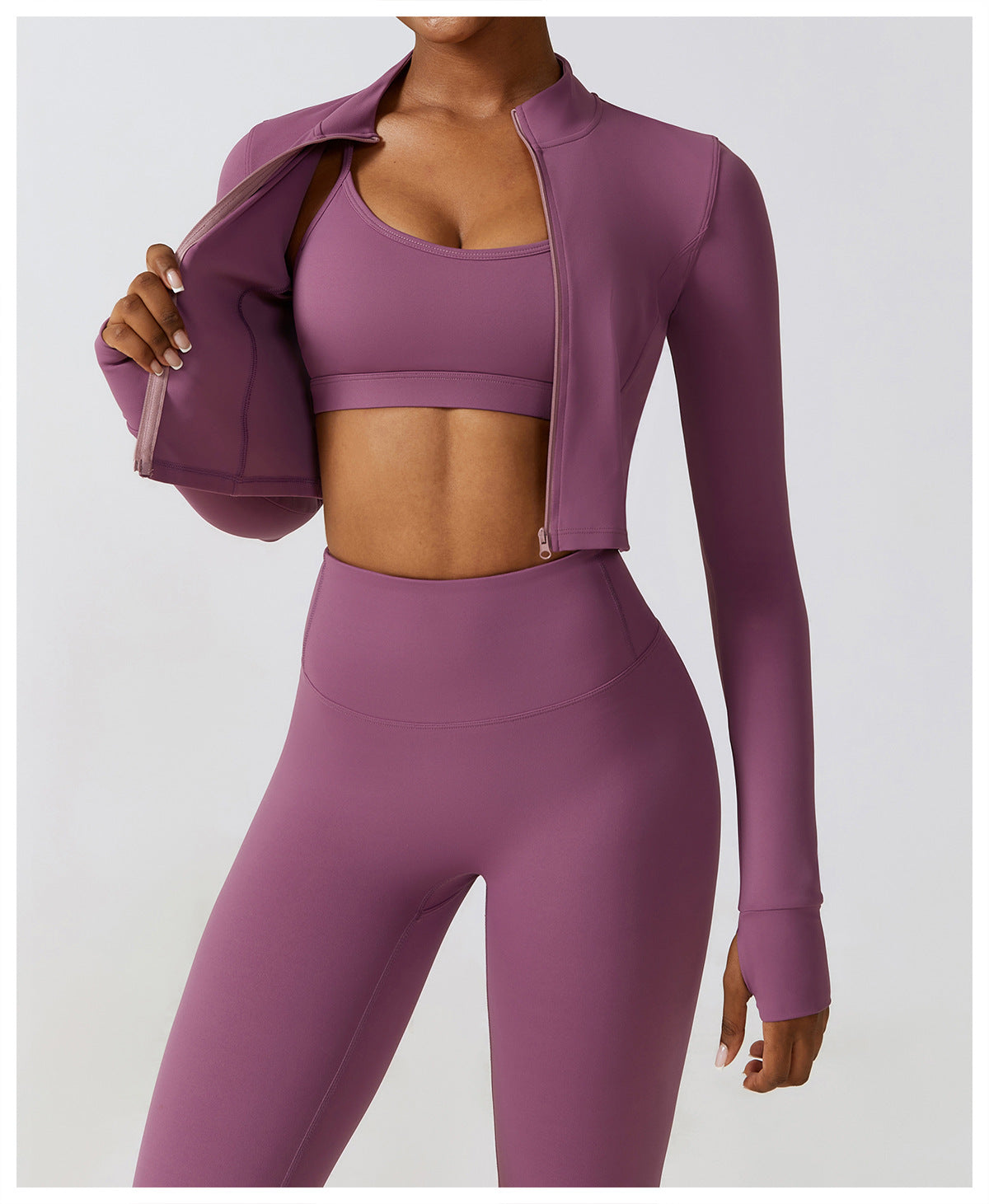 Zipper Outdoor Running Sports Yoga Jacket Slimming Workout Long Sleeve Coat Girls Quick Drying Yoga Clothes