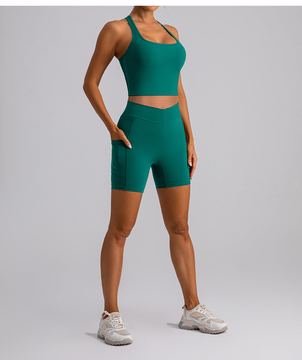 High Waist Hip Lift Fitness Shorts No Embarrassment Line Double Sided Brushed Yoga Pants Women Hip Lifting Slim Fit Sports Shorts