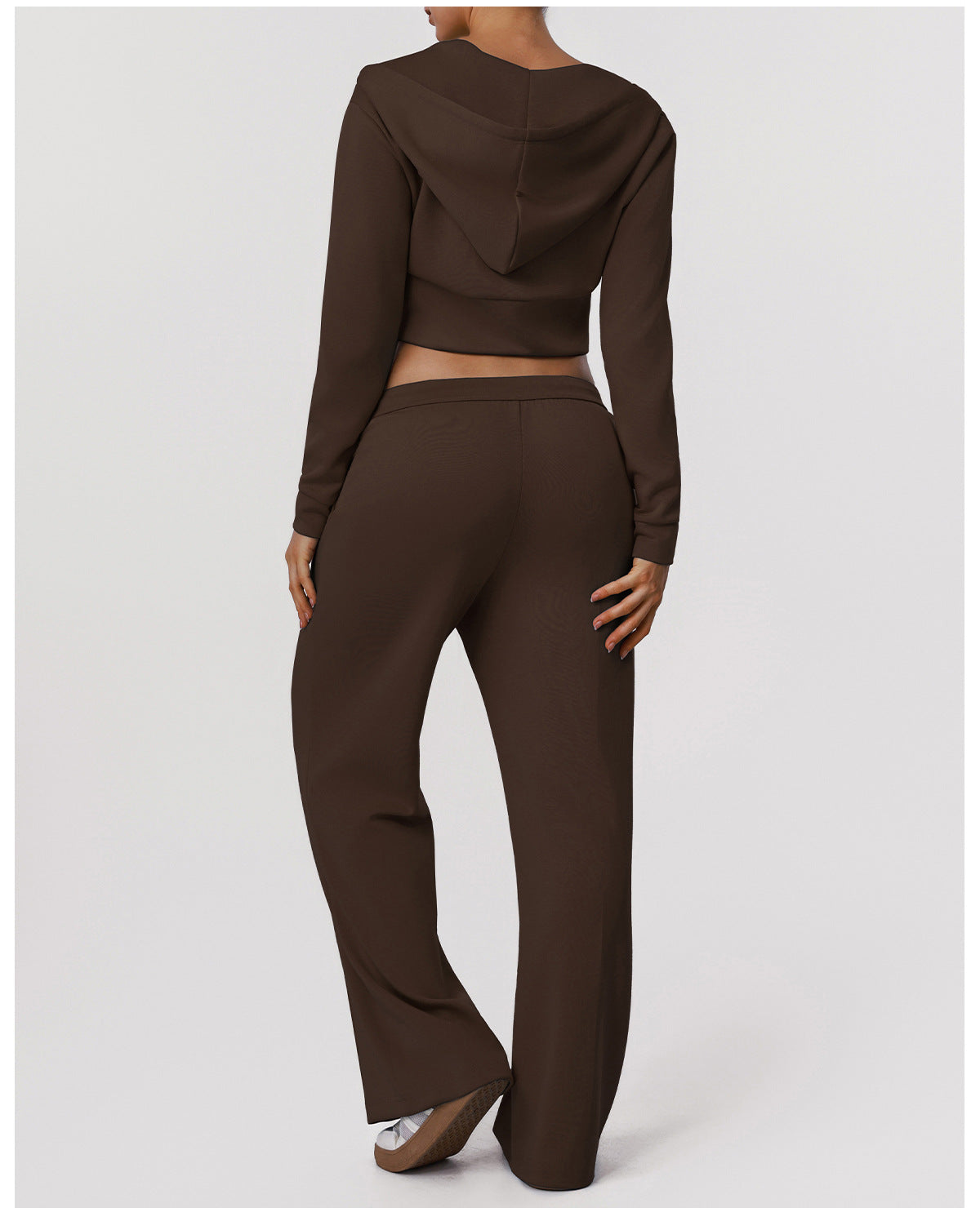 Sports Wide Leg Pants Women Autumn Winter Hooded Long Sleeve Top Yoga Clothes Coat Fitness Two Piece Sets