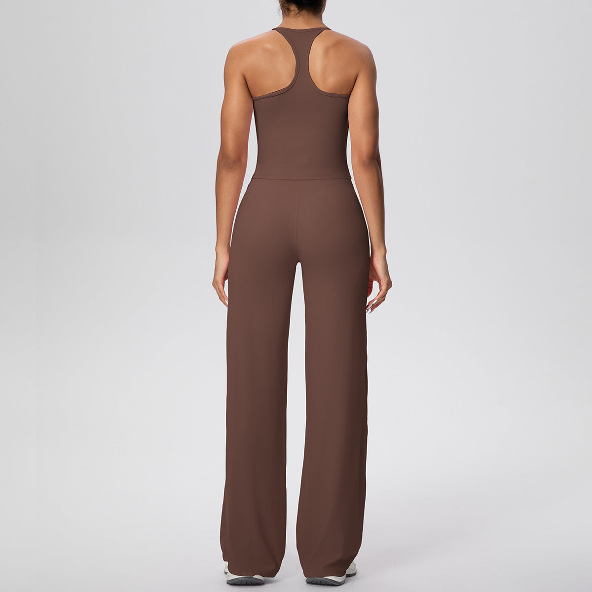 Micro Brushed Solid Color H Shaped Beauty Back Sports Vest Yoga Pants Baggy Straight Trousers Fitness Yoga Wear Suit