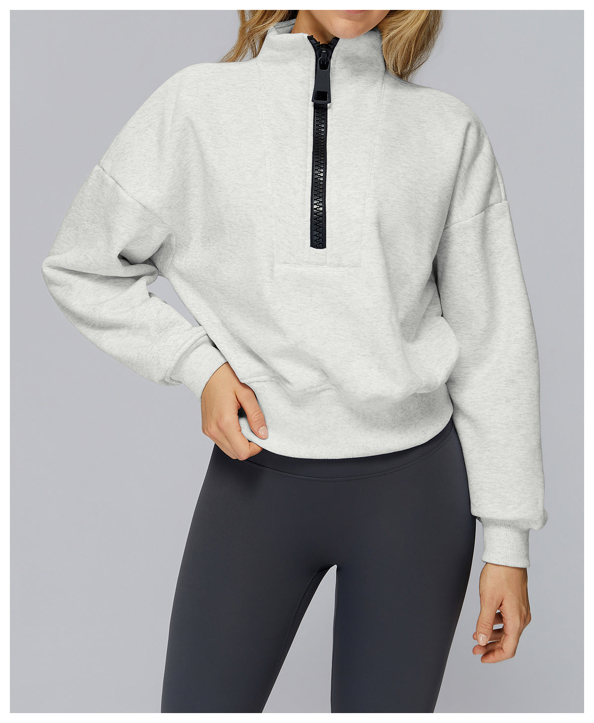 Autumn Winter Sports Sweater Stand Collar Loose Windproof Sweater Warm All Matching Outdoor Casual Sports Top