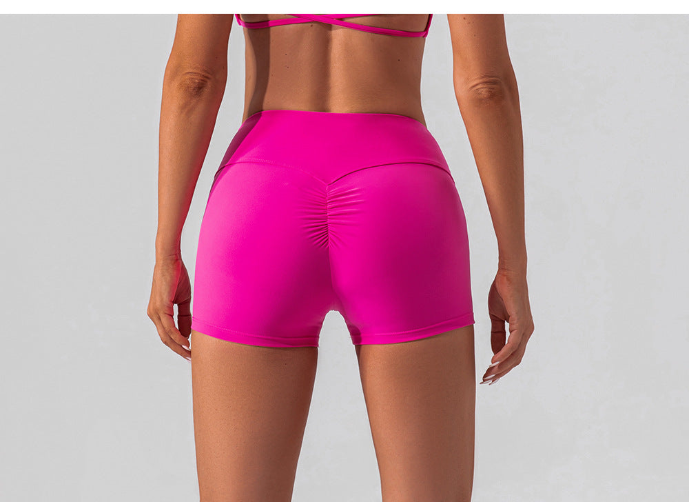 High Waist Workout Shorts No Embarrassment Line Double Sided Brushed Yoga Pants Women Hip Lifting Slim Fit Sports Shorts
