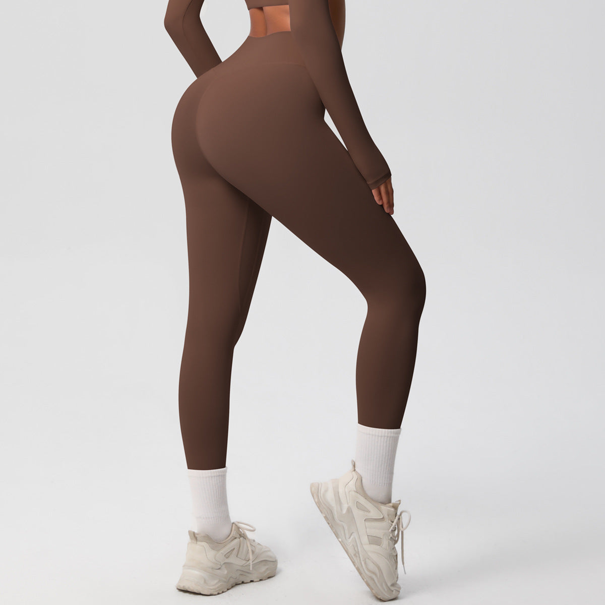 High Waist Nude Feel Skin Friendly Tights Running Exercise Workout Pants Pilates Sexy Slim Solid Color Yoga Pants