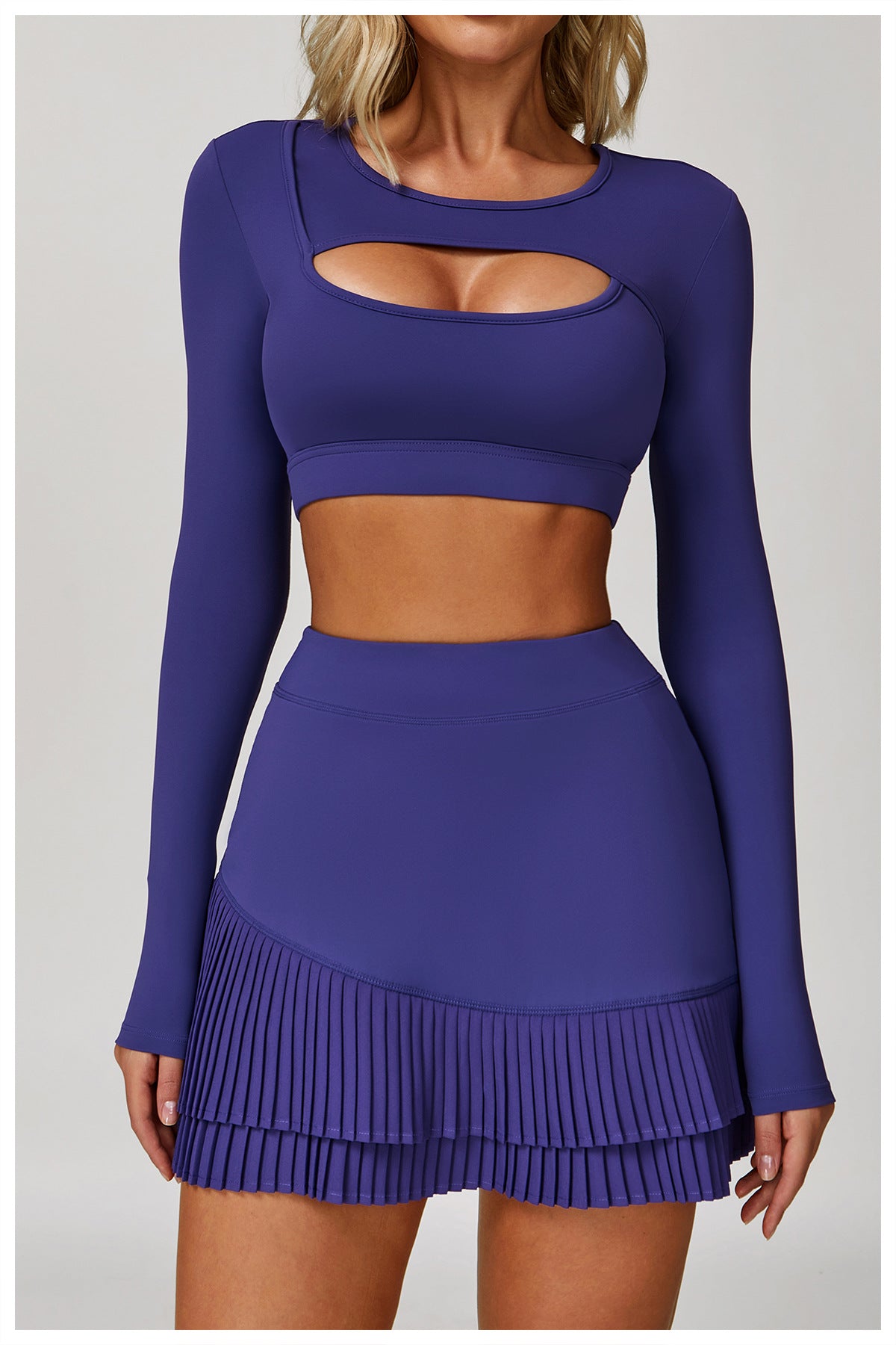 Sollinarry Nude Feel Tight Yoga Long Sleeve Shockproof Sports Hollow Out Cutout T shirt Running Workout Yoga Top