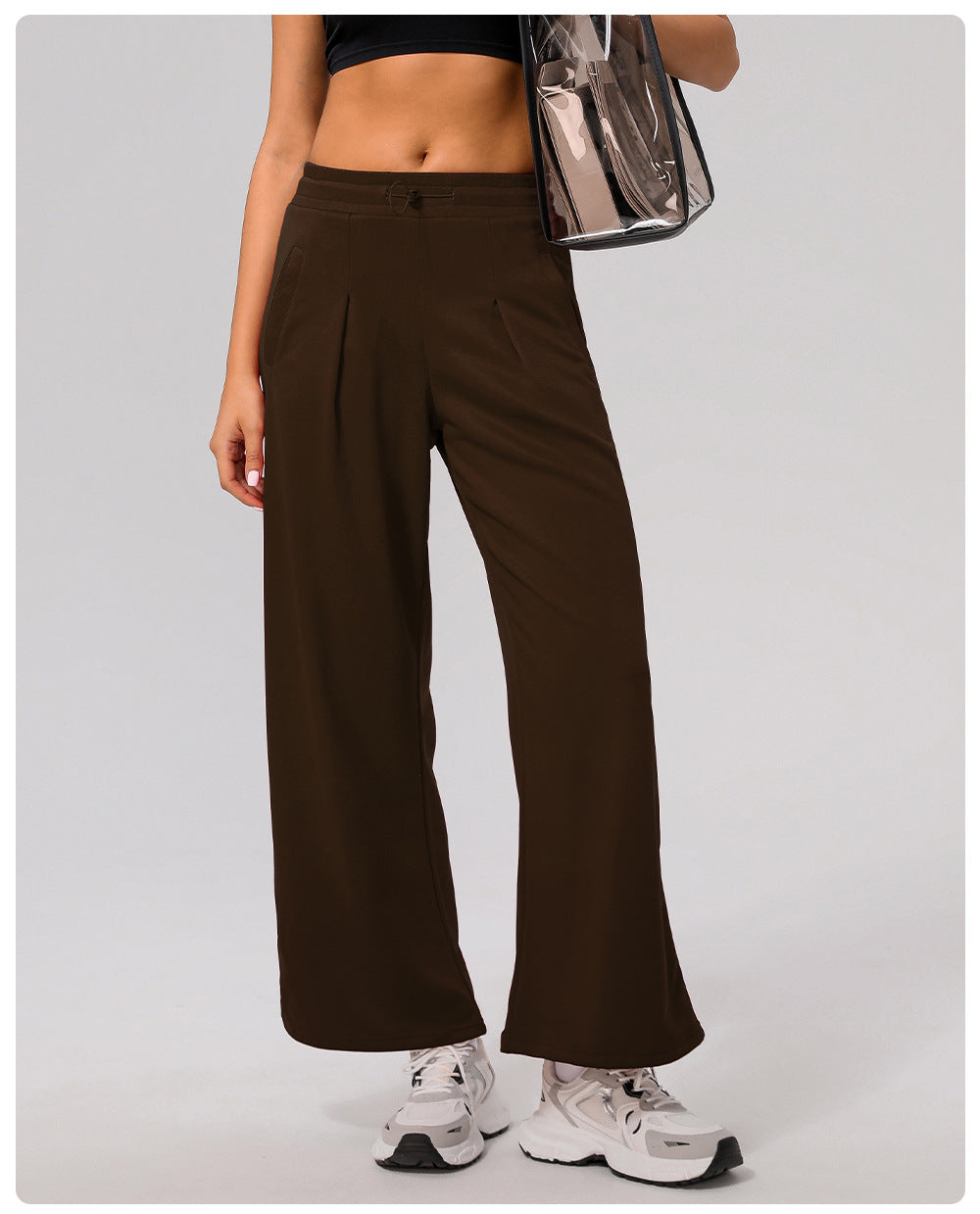 Casual Sports Wide Leg Pants High Waist Hip Lift Draped Pants Slimming Pocket Loose Yoga Dance Pants